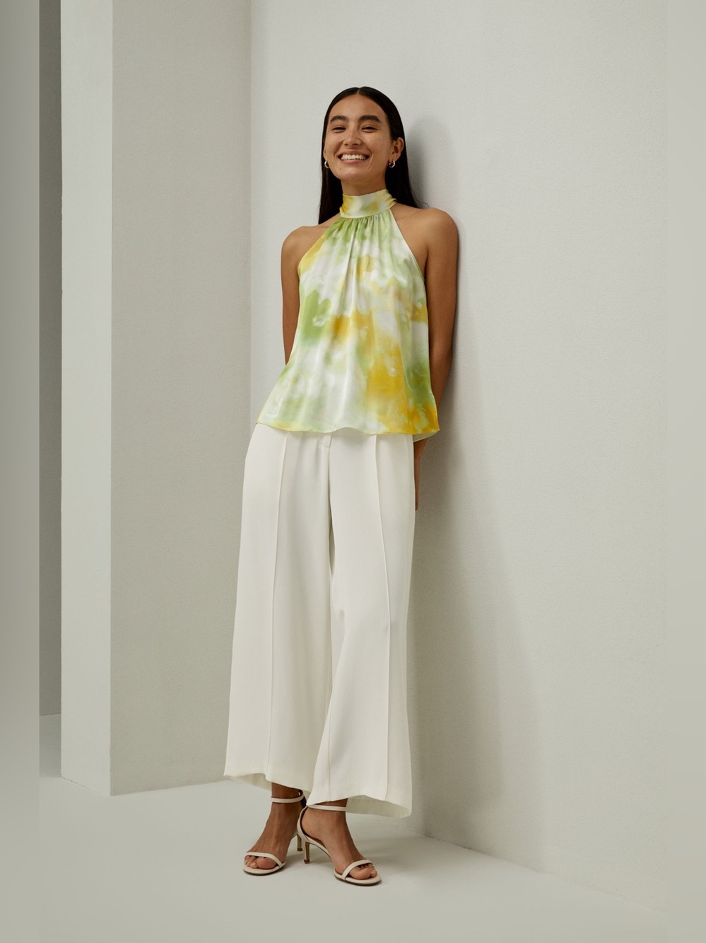 NWT Lilysilk Print Silk Halter Neck Top
